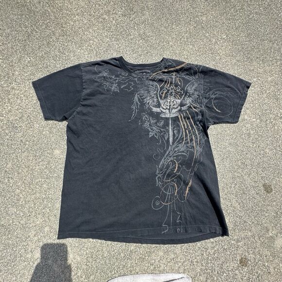 Uhl Studio Forbidden T-Shirt Mens Large Regular Skull Embroidery Made in USA Y2K - Picture 1 of 7